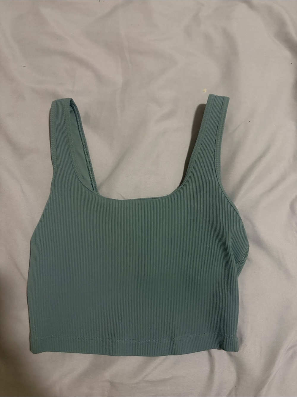 aerie ribbed cropped tank top in muted teal